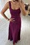 Square Neckline Backless Plum Sandy Dress - 2