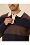 Men Brown Striped Polo Pullover - 4