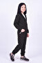 Girl's High Collar Zippered Waist Tie Elastic Leg Sweatpants Set - 2