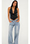 Halter Neckline Backless Blouse with Staple Detail - 4