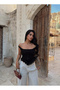 بودي سوت أسود مزين بخطافات أمامية - 2