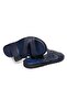 Dark Blue Color Laceless Genuine Leather Men's Slippers - 2