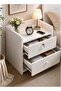 Bedside Table with Locker | 2 Drawer Wooden Nightstand with Storage | White Bedside Cabinet for Bedroom | 40 x 40 x 45 cm - 3