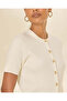 Women White Button-Through Knit Cardigan - 4