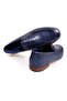 Dark Blue Color Laceless Genuine Leather Men's Shoes - 2