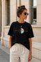 Premium Enthusiasm Moon and Astronaut Printed Oversize Unisex T-Shirt Black Space Themed T-Shirt