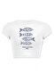 Women's Sardines Printed Cotton Lycra Crop White - 2