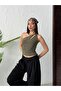 Women's Olive Green Shoulder Twist Crop Blouse - 7