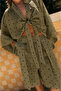 Khaki Front-Tie Polka Dot Kimono Set - 51432 - 4