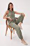 Beaded Detailed Woven Top and Bottom Set Lby0065 Green - 2
