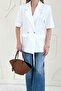 White Short Sleeve Buttoned Blazer Jacket - 3