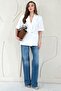 White Short Sleeve Buttoned Blazer Jacket - 2
