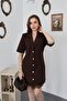 Brown Gold Buttoned Lace Jacket - 3