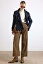 High Collar Epaulet Detailed Water Repellent Short Trench Coat Dark Blue 6883 - 3
