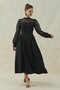 Black Lace Garnished Atlas Dress
