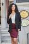 Women's Collared Pocket Flap Double Button Blazer Flexible Premium Fabric Jacket-Black - 2