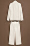 Ecru Blazer Palazzo Suit - 2