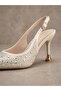Nude Color Stoned Open Back Evening Dress Shoes
