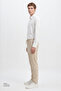 Men's Beige 360 All-Direction Stretch Slim Fit Diagonal Patterned Flexible Casual Trousers with Side Pockets - 3