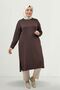 68082 Plus Size Modal Tunic with Side Slits - Brown - 5