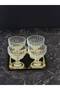 5-Piece Gold Olia Glass Bowl Set – Crystal Patterned Ice Cream and Dessert Bowl with Square Tray - 5