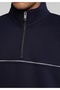 Relaxed Fit High Collar Plain Men's Navy Blue Sweatshirt - 4