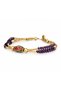 Purple Crystal Beaded Women's Bracelet – Elegant Design with Gold-Tone Detail and Ethnic Patterns - 3