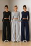 Opportunity Product 3-Piece Women's High Waist Black Gray Navy Blue Wide Leg Sweatpants Set