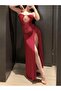 Drawstring Long Slit Strap Nightgown Women's Nightgown Dowry Dress - 4