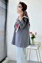Two-Button Linen Blazer Women's Jacket - Gray - 5