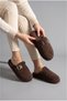 Plush House Slippers Women's Gold Buckle Teddy Soft Non-Sound Lightweight Sole Winter Slippers - 2