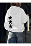 Back Star Printed Oversized Women's Hooded Sweatshirt