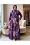 Authentic Pattern Long-Sleeved Buttoned Plus Size Viscose Dress - 4