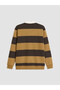 Ozmarka New Season Yellow Polo Collar Striped Men's Sweatshirt - 5