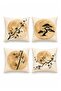 Japanese Branches Patterned 4-Piece Throw Pillow Cover Set - 3