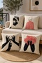 Abstract Woman and Fish Patterned 4-Piece Throw Pillow Cover Set