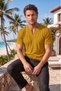 Mustard Yellow Summer Casual Notched Collar Relaxed Fit T-Shirt