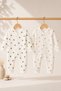 2 Pcs Baby Boy Baby Girl Rompers Unisex Cotton Natural Cotton Patterned Snap Fastener Long Sleeve Newborn Baby Sleeping Bag Set of Two