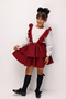 Girls' Two-Piece Set with Burgundy Straps, Skirt and Shirt - Nessa - 2