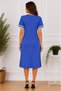 Women's Short Sleeve V-Neck Ribbed Detailed Slit Midi Length Viscose Dress, Casual, Comfortable Dress - 6