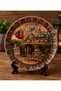 25 cm large size istanbul themed copper coffee presentation tray and decorative plate - handcrafted - 5