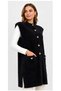 Women's Soft Textured Gold Buttoned Long Knit Vest with Pockets - 2