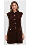Women's Soft Textured Gold Buttoned Long Knit Vest with Pockets - 3