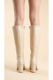 Women's High Heeled Leather Look Long Boots - 4