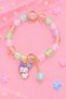 Cute Cat Kuromiii Patterned Pastel Colored Beaded Figured Bracelet Gold Detailed Dangle Charm Bracelet - 4