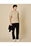 Men Beige Plain T-Shirt - 2
