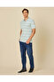 Men Light Blue Striped Polo T-Shirt - 5