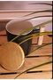 White Ceramic Mug with Beautiful Design, Handle, and Wooden Lid - 2