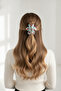 Checkered Cherry Patterned Double Hair Clip Set with Flower Figures - 2