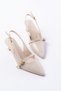 Zri̇n-470 Beige Patent Leather Helmet Buckle Open Back Daily Women's Sandals - 4